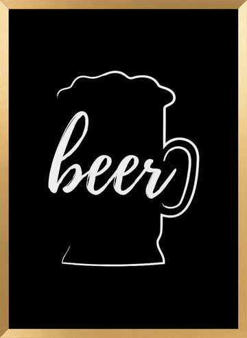 Beer Mug Calligraphy | Poster - Gold Frame Interior