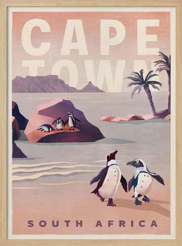 Cape Town South Africa Vintage Travel Art | Poster - Wood Frame Interior