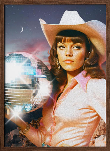 Cosmic Cowgirl | Poster - Walnut Frame Interior