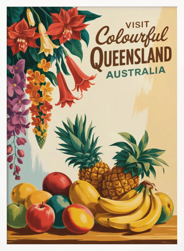 Queensland Tropical Fruit and Flowers | Poster - White Frame Interior