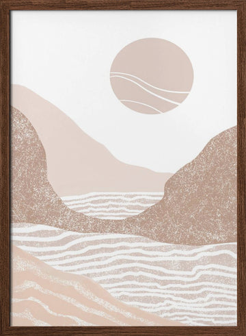 Boho Mountain Sun | Poster - Walnut Frame Interior