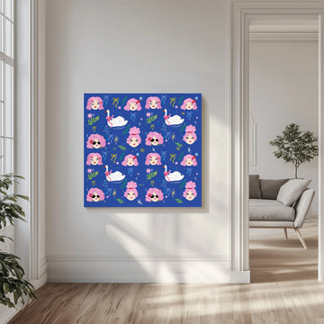 Whimsical Girls Swans Pattern | Canvas - Room Interior 1