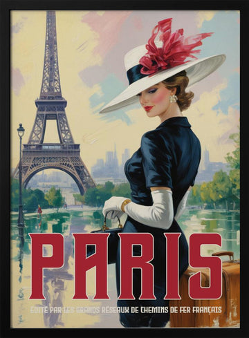 Vintage Paris Glamour | Poster - Black Metal Frame Interior