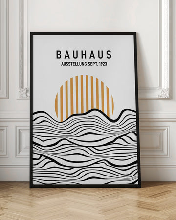 Bauhaus Striped Sun Waves | Poster - Room Interior 1