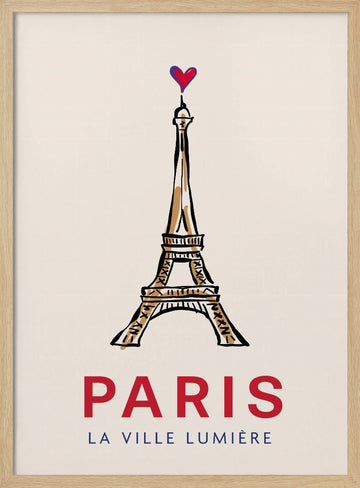 Paris Eiffel Heart | Poster - Wood Frame Interior