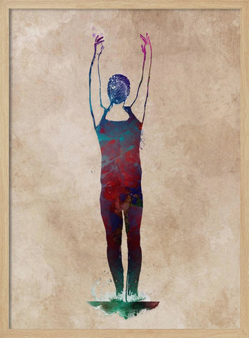 Abstract Swimmer Splash | Poster - Wood Frame Interior