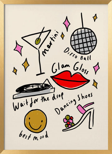 Glam Disco Fun | Poster - Gold Frame Interior