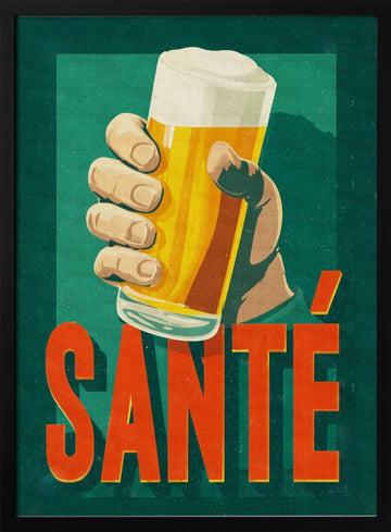 Santé Beer Toast | Poster - Black Metal Frame Interior