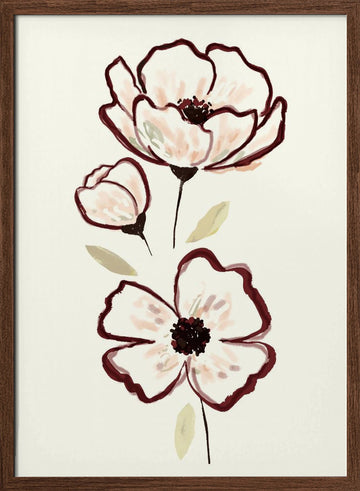 Delicate Watercolor Blooms | Poster - Walnut Frame Interior