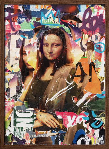 Urban Collage Portrait | Poster - Walnut Frame Interior