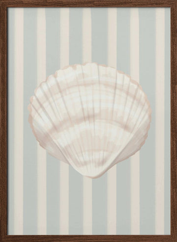 Coastal Seashell Stripes | Poster - Walnut Frame Interior
