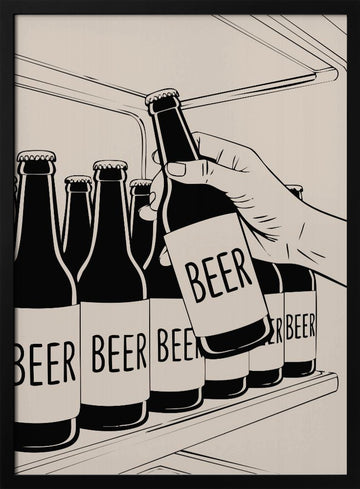 Grabbing a Cold Beer | Poster - Black Metal Frame Interior