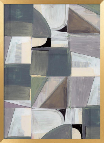 Geometric Patchwork Abstract | Poster - Gold Frame Interior