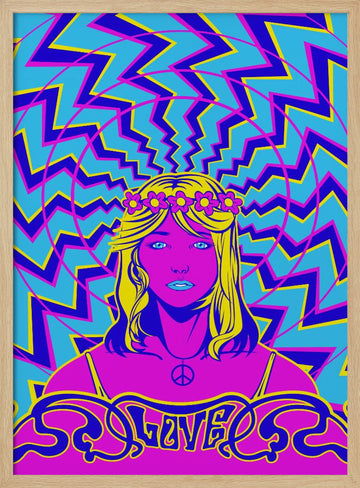 Psychedelic Love Girl | Poster - Wood Frame Interior