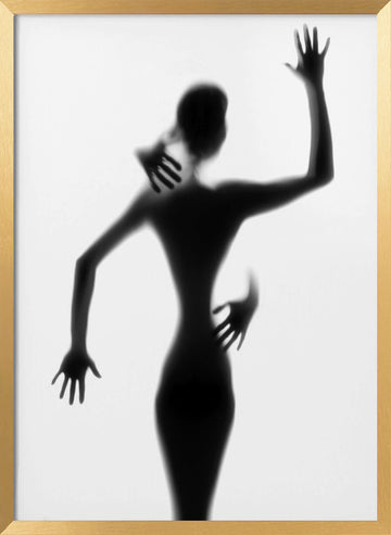 Silhouetted Woman Embrace | Poster - Gold Frame Interior