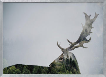 Forest Deer Spirit | Poster - Silver Frame Interior