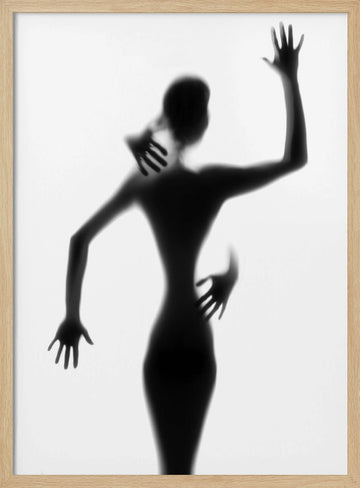 Silhouetted Woman Embrace | Poster - Wood Frame Interior