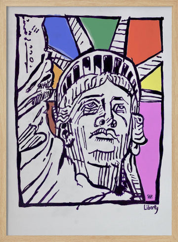 Pop Art Lady Liberty | Poster - Wood Frame Interior