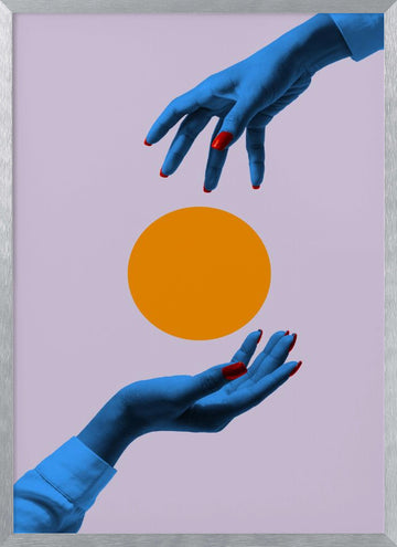 Vibrant Hands Orange Circle | Poster - Silver Frame Interior