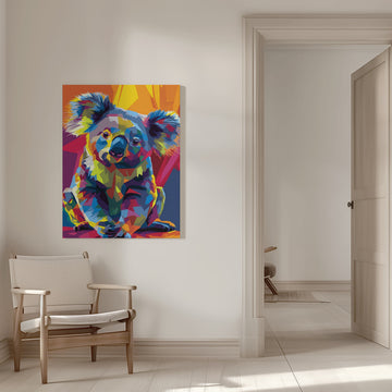 Colorful Pop Art Koala | Canvas - Room Interior 1