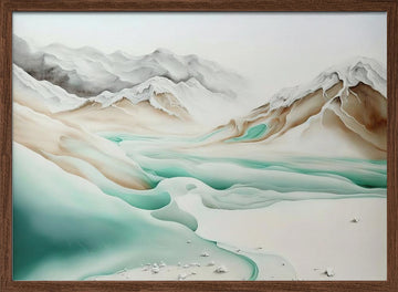 Tranquil Alpine Flow | Poster - Walnut Frame Interior