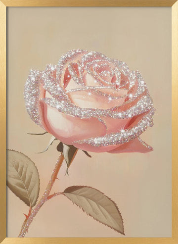 Dreamy Glitter Rose | Poster - Gold Frame Interior