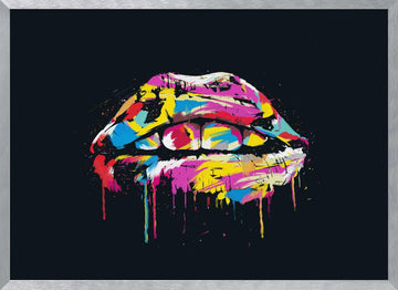 Colorful Lip Splash | Poster - Silver Frame Interior