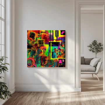 Vibrant Abstract Geometry | Canvas - Room Interior 1