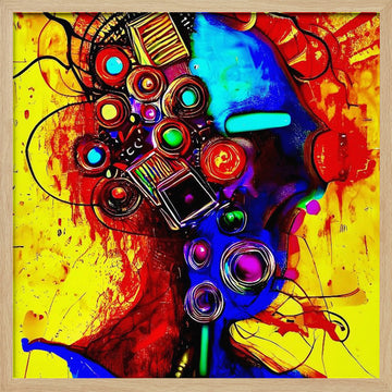 Vibrant Abstract Head | Poster - Wood Frame Interior