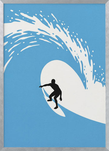 Surfer In The Tube | Poster - Silver Frame Interior