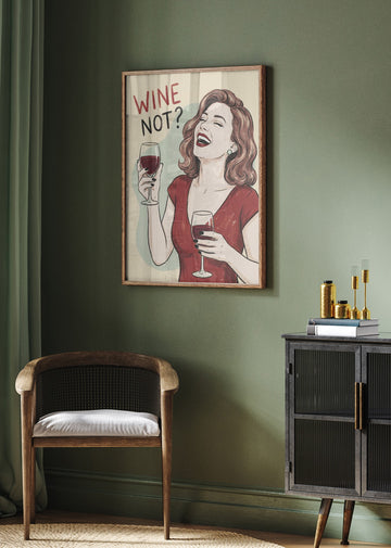 Wine Not Woman Laughing | Poster - Room Interior 2