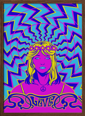 Psychedelic Love Girl | Poster - Walnut Frame Interior