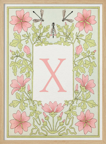 Art Nouveau Letter X | Poster - Wood Frame Interior