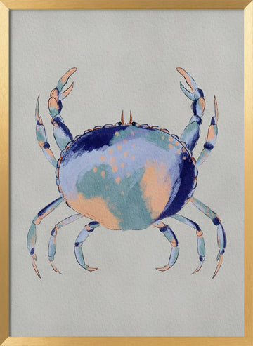 Serene Blue Crab | Poster - Gold Frame Interior