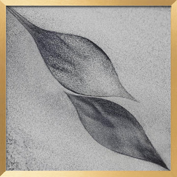 Grey Organic Leaves | Poster - Gold Frame Interior
