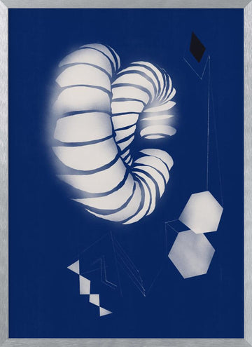 Blue Geometric Spiral | Poster - Silver Frame Interior