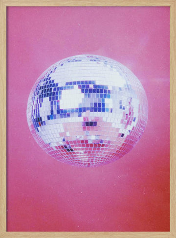 Pink Disco Ball | Poster - Wood Frame Interior