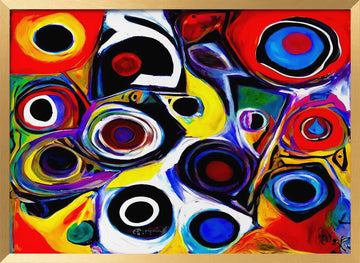 Vibrant Abstract Circles | Poster - Gold Frame Interior