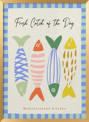 Colorful Mediterranean Fish | Poster - Gold Frame Interior