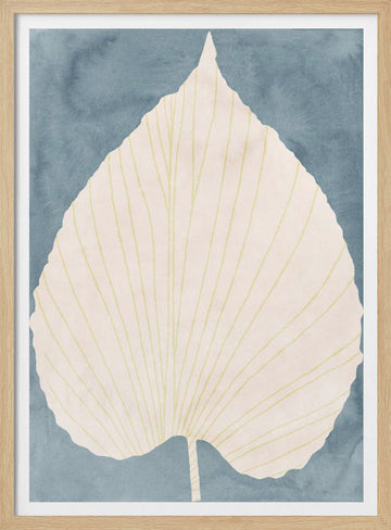 Soft Blue Fan Leaf | Poster - Wood Frame Interior