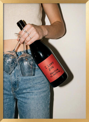 Sharing Love And Wine | Poster - Gold Frame Interior