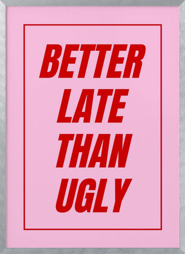 Witty Pink Text Art | Poster - Silver Frame Interior