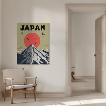 Mount Fuji Red Sun Swallows | Canvas - Canvas Interior
