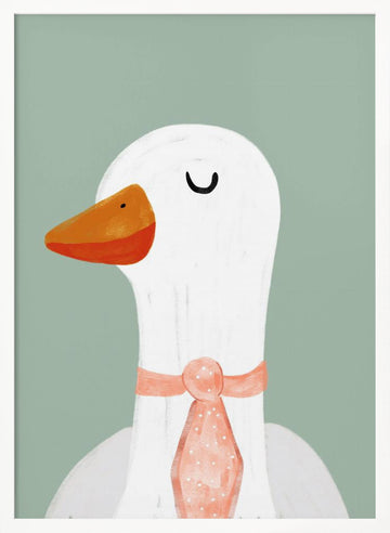 Goose with a Pink Tie | Poster - White Frame Interior