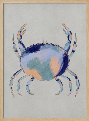 Serene Blue Crab | Poster - Wood Frame Interior