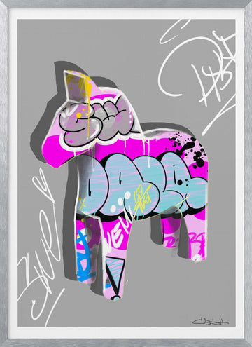 Graffiti Dala Horse | Poster - Silver Frame Interior