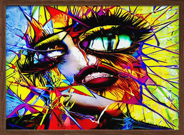 Vibrant Shattered Woman | Poster - Walnut Frame Interior