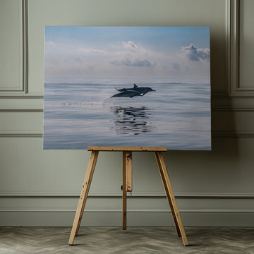 Dolphins Leaping Ocean | Canvas - Room Interior 1