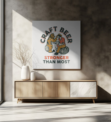 Craft Beer Stronger Than Most. Bear Arm Wrestling Wall Art | Canvas - Room Interior 2