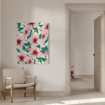 Tropical Pink Hibiscus | Canvas - Room Interior 1